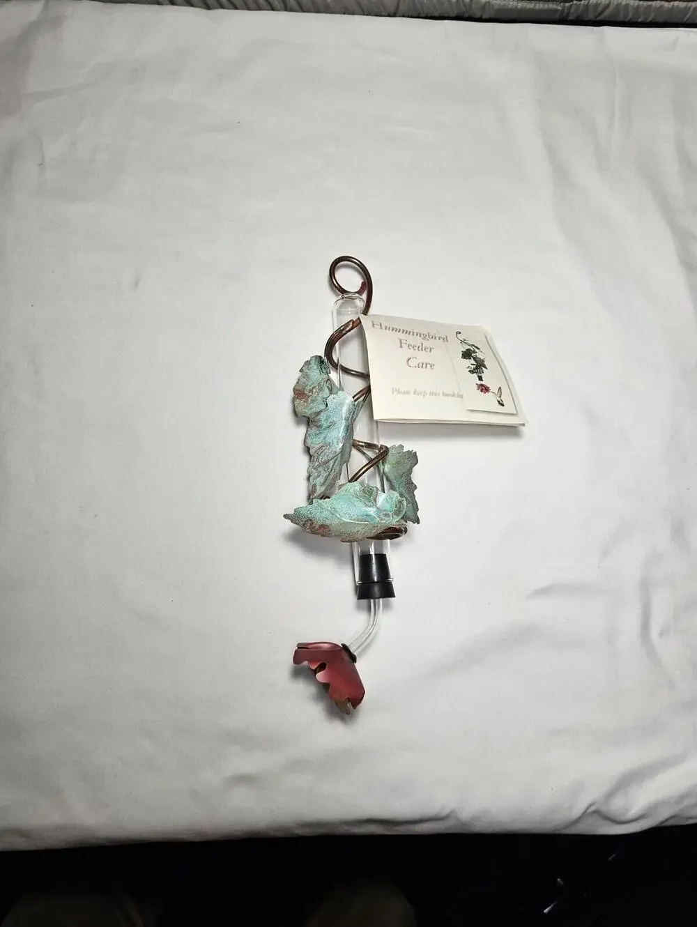 Creative Copper Morning Glory Flower And Leaves Hanging Hummingbird Feeder